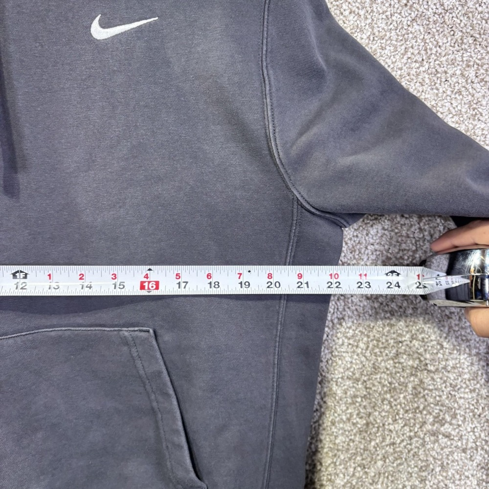Nike Hoodie Mens Medium Gray Pullover Fleece Swoosh Logo Sweatshirt Casual - Picture 5 of 7